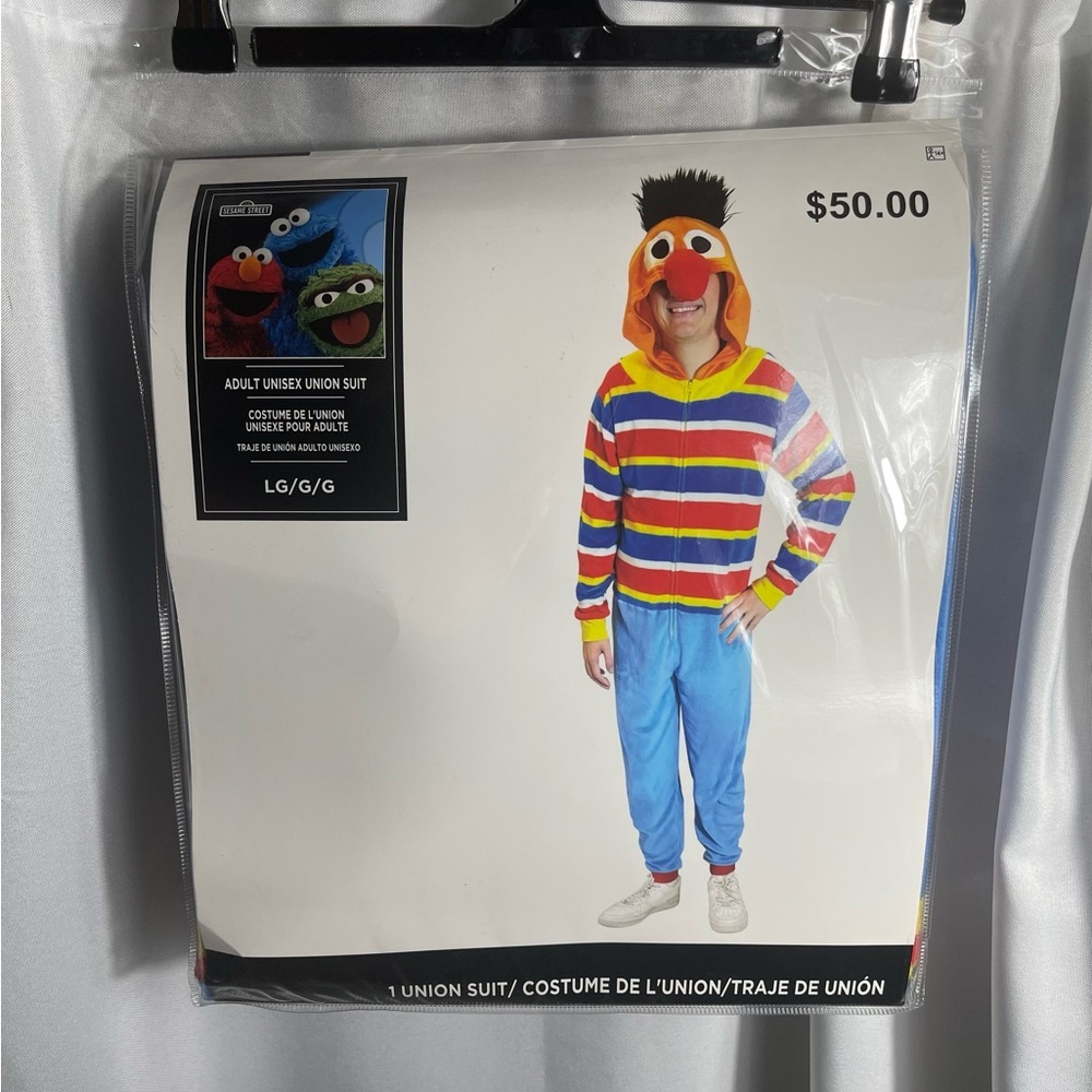 Sesame Street Men's Striped Hoodie Costume - Red Yellow Blue